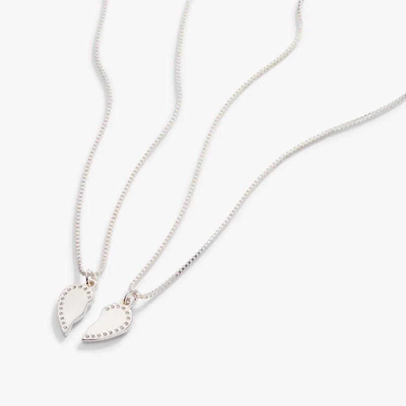 Make Your Outfit Shine With Discounted Jewelry Pavé Heart Best Friend Necklaces, Set of 2