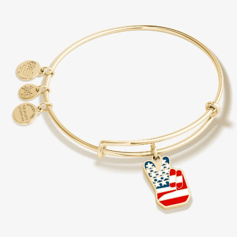 Exclusive Gemstone Jewelry Markdowns – Shop Now Peace Flag Patriotic Charm Bangle Bracelet