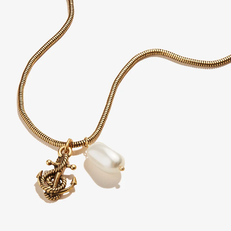 Don't Miss Out On Bestselling Jewelry At Special Prices Pearl + Anchor Pendant Snake Chain Necklace