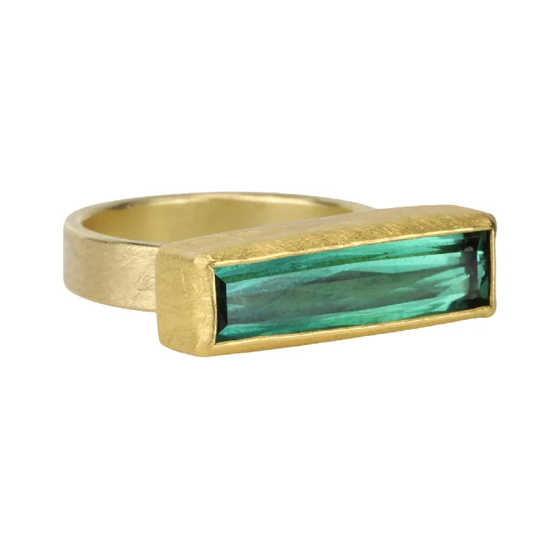 The Perfect Jewelry Piece At The Perfect Discount 22 & 18K Gold Long Rectangular Green Tourmaline Ring The Perfect Jewelry Piece At The Perfect Discount 22 & 18K Gold Long Rectangular Green Tourmaline Ring