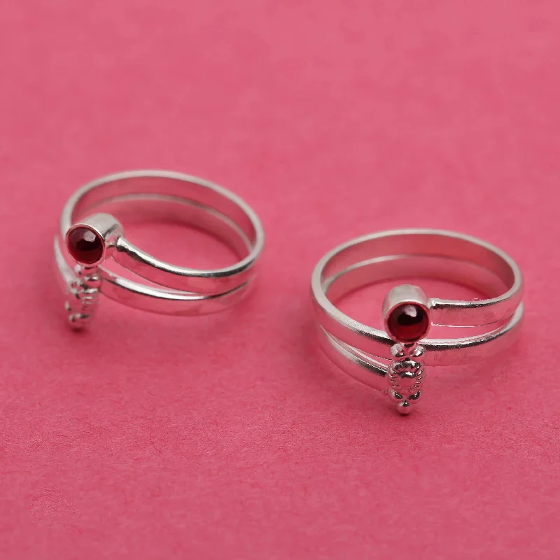 Limited Stock On Premium Jewelry At Low Prices Red Silver Toe Ring