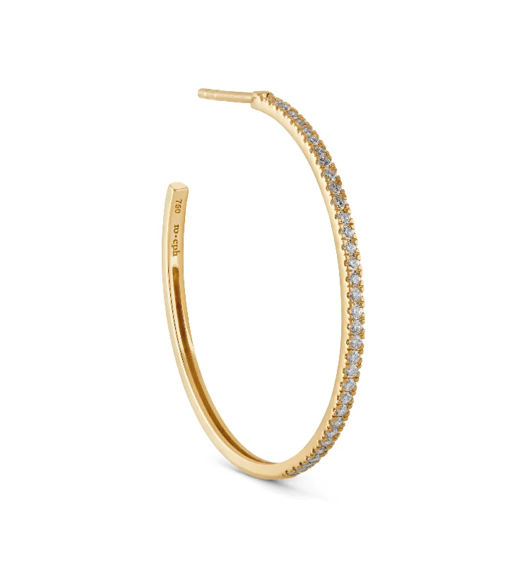 Adjustable Charm Bracelets For A Perfect Fit Rock Classic Large 18K Gold Hoop w. White Diamonds