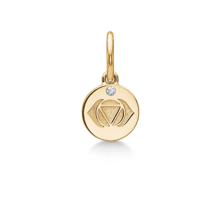 Elegant Rose Gold Jewelry For A Stylish Touch Inner Peace Foreheadchakra 18K Gold Pendant w. Diamond