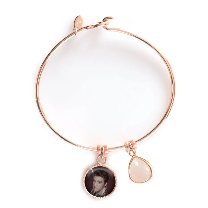 Huge Savings On Timeless Jewelry Collections Rose Gold Plated Elvis Charm Bangle Bracelet