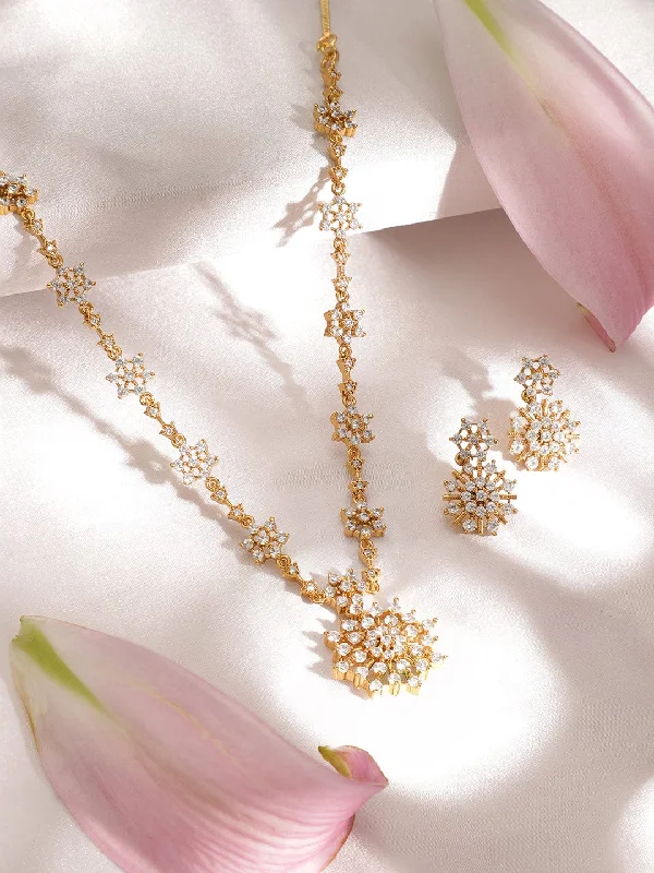 Last Chance To Grab Your Favorite Jewelry At A Discount Rubans 22K Gold-Plated American Diamond Studded Necklace Earrings Last Chance To Grab Your Favorite Jewelry At A Discount Rubans 22K Gold-Plated American Diamond Studded Necklace Earrings