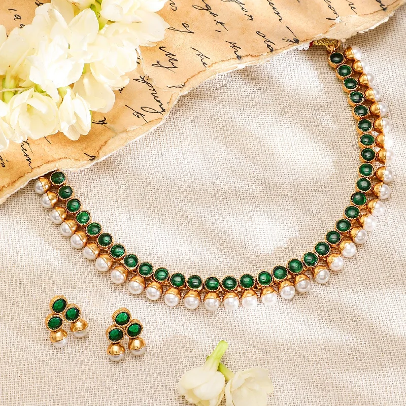 Seasonal Jewelry Deals – Elevate Your Style Rubans 22K Gold-Plated Emerald Green & Pearl Beaded Traditional Jewellery Set Seasonal Jewelry Deals – Elevate Your Style Rubans 22K Gold-Plated Emerald Green & Pearl Beaded Traditional Jewellery Set