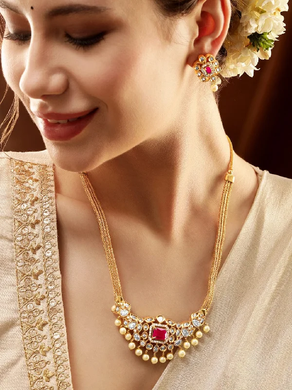 Jewelry Deals That Sparkle – Shop Today Rubans 22K Gold-Plated Ruby & CZ Studded Necklace & Earrings Jewelry Deals That Sparkle – Shop Today Rubans 22K Gold-Plated Ruby & CZ Studded Necklace & Earrings