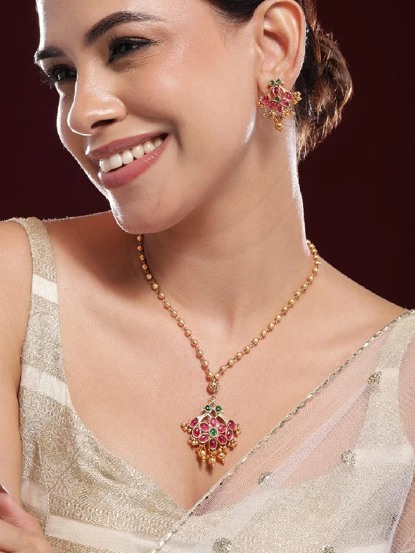 Must-Have Jewelry Pieces At Reduced Prices Rubans 22KT Gold-Plated Kundan Stone Studded Jewellery Set Must-Have Jewelry Pieces At Reduced Prices Rubans 22KT Gold-Plated Kundan Stone Studded Jewellery Set