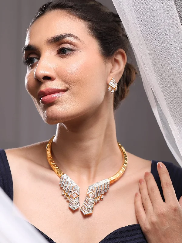 Fashion-Forward Jewelry At Exclusive Discounts Rubans 24k Gold-Plated CZ Stone Studded Jewellery Set Fashion-Forward Jewelry At Exclusive Discounts Rubans 24k Gold-Plated CZ Stone Studded Jewellery Set