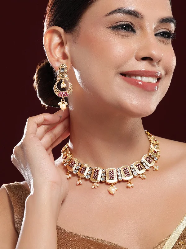 Seasonal Jewelry Clearance – Best Styles At The Lowest Prices Rubans 24K Gold-Plated Kundan -Studded & Beaded Rectangle Motif Necklace and Earrings Seasonal Jewelry Clearance – Best Styles At The Lowest Prices Rubans 24K Gold-Plated Kundan -Studded & Beaded Rectangle Motif Necklace and Earrings
