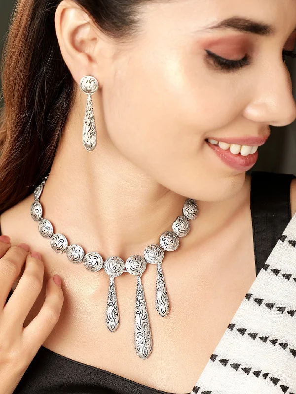 Exclusive Jewelry Sale – Grab Timeless Pieces Now Rubans Mystic Radiance Oxidized Silver-Plated Jewelry Set Exclusive Jewelry Sale – Grab Timeless Pieces Now Rubans Mystic Radiance Oxidized Silver-Plated Jewelry Set