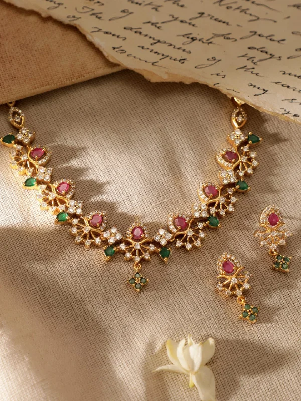Once-A-Year Jewelry Sale – Grab Your Favorites Now Rubans Opulent Gold-Plated AD & Green Stone Necklace Set Once-A-Year Jewelry Sale – Grab Your Favorites Now Rubans Opulent Gold-Plated AD & Green Stone Necklace Set