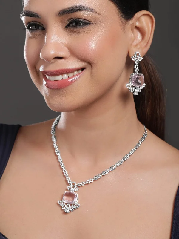 Unlock Unbeatable Jewelry Deals Before They’Re Gone Rubans Rhodium-Plated Cubic Zirconia-Studded Jewellery Set