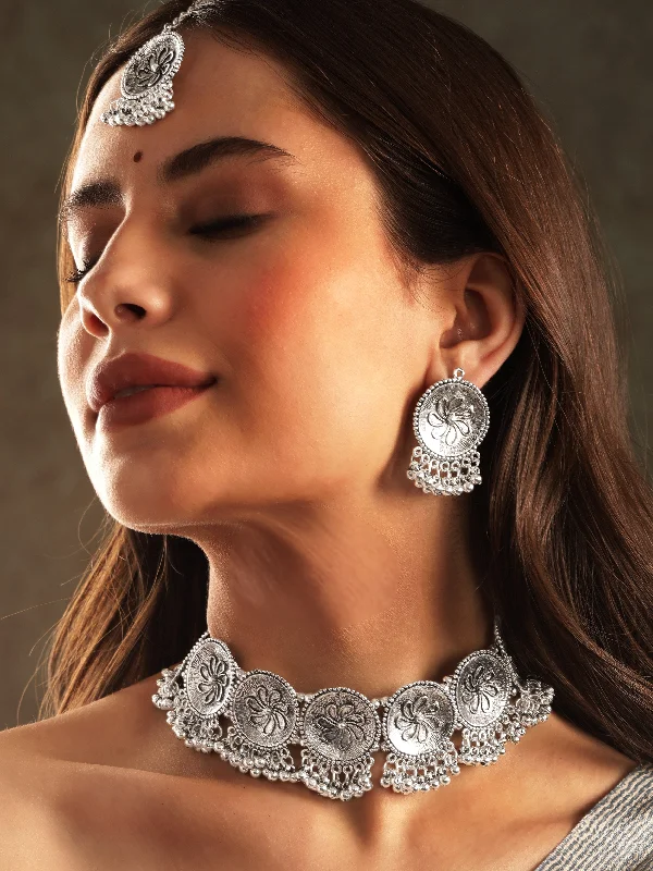 Luxury Meets Affordability – Jewelry Sale Now Live Rubans Silver Plated Ghungroo Beaded Floral Jewellery Set Luxury Meets Affordability – Jewelry Sale Now Live Rubans Silver Plated Ghungroo Beaded Floral Jewellery Set