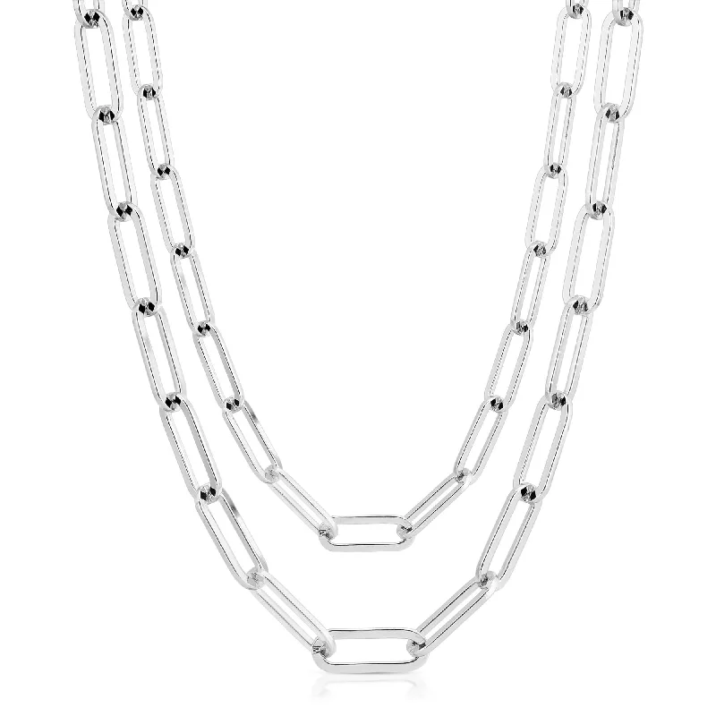 Personalized Jewelry At Special Discount Rates Silver Double Large Elongated Link Chain Necklace Personalized Jewelry At Special Discount Rates Silver Double Large Elongated Link Chain Necklace