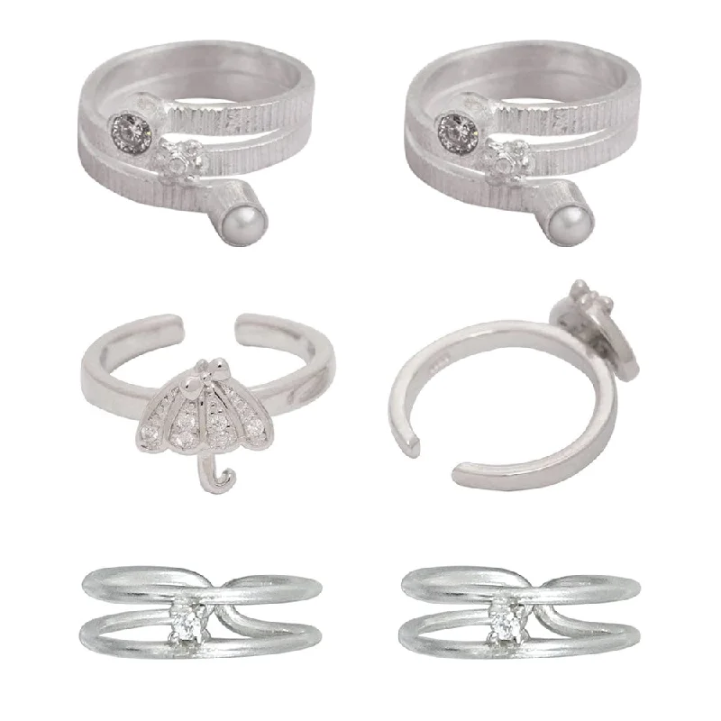 Special Jewelry Deals – Upgrade Your Collection Set Of Three Silver Toe Rings (4)