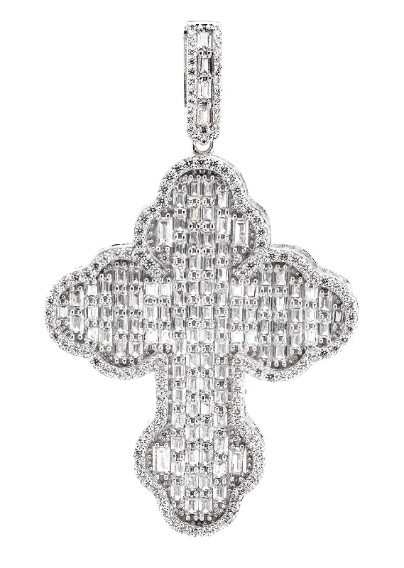Luxury Jewelry At Unbeatable Discounts Silver Pendant - White Gold Cross Baguette Pendant | Appx 11 Grams Luxury Jewelry At Unbeatable Discounts Silver Pendant - White Gold Cross Baguette Pendant | Appx 11 Grams