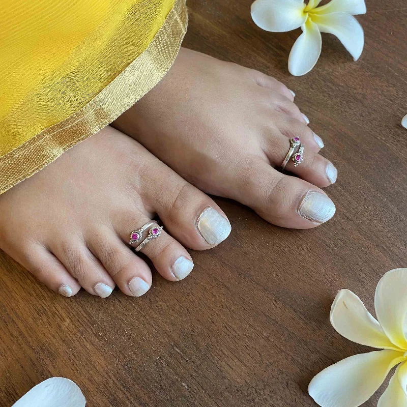 Elegant Necklaces And Bracelets At Limited-Time Offers Silver Red Toe Ring