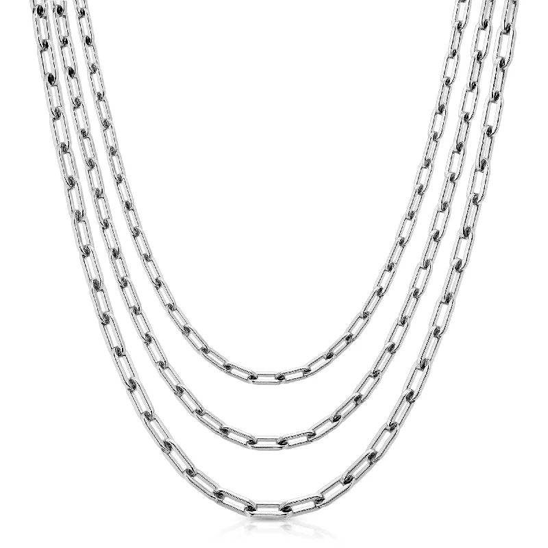 Limited Stock On Premium Jewelry At Low Prices Silver Triple Medium Link Chain Necklace Limited Stock On Premium Jewelry At Low Prices Silver Triple Medium Link Chain Necklace