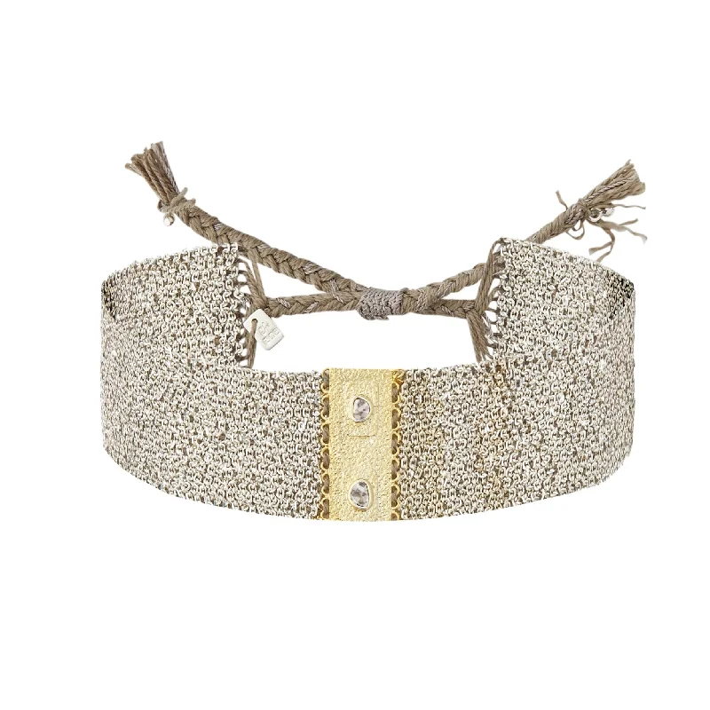 Timeless Beauty, Unbeatable Deals – Jewelry Sale On Silver Woven Bracelet with Gold Vermeil & Diamond Slice Bar Center Timeless Beauty, Unbeatable Deals – Jewelry Sale On Silver Woven Bracelet with Gold Vermeil & Diamond Slice Bar Center