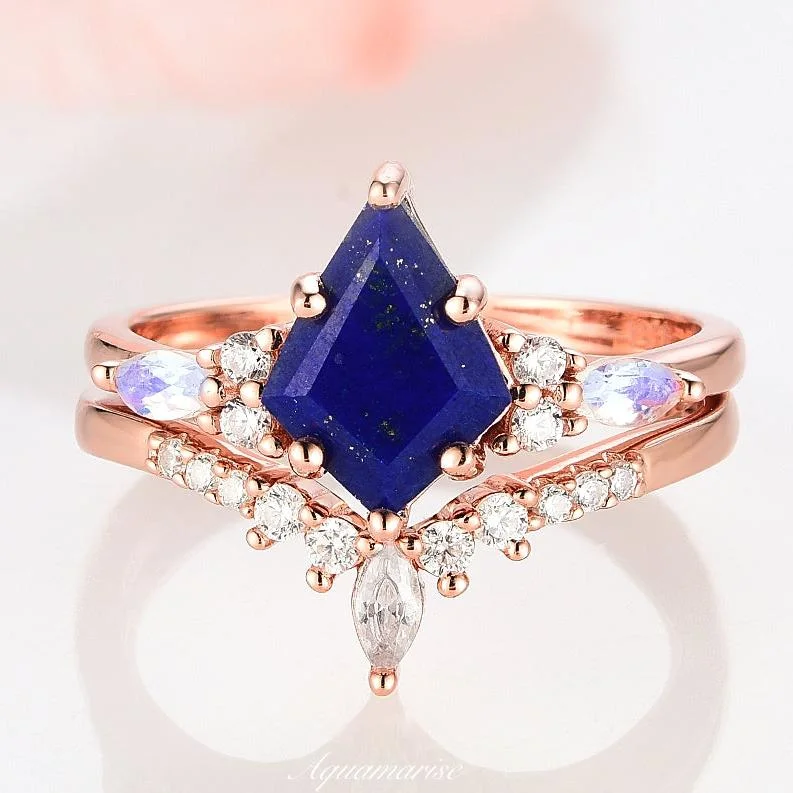 Skye Kite™  Kite Lapis Lazuli & Moonstone Ring Set- 14K Rose Gold Vermeil