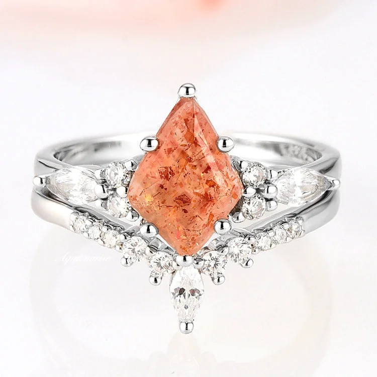 Skye Kite™  Natural Sunstone Ring Set- Sterling Silver