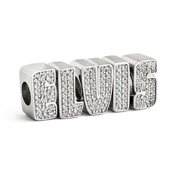 Unmissable Discounts On Timeless Jewelry Pieces Sterling Silver ELVIS Letters Crystal Bead Charm Set