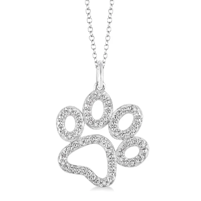 Timeless Jewelry Styles At Wallet-Friendly Prices Sterling Silver Puppy Paw Natural Diamond Pendant Necklace