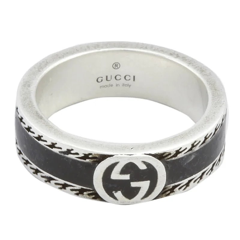 Premium Jewelry Now Available At Special Discounts STSLVR GUCCI BLACK ENAMEL INTERLOCKING G RING