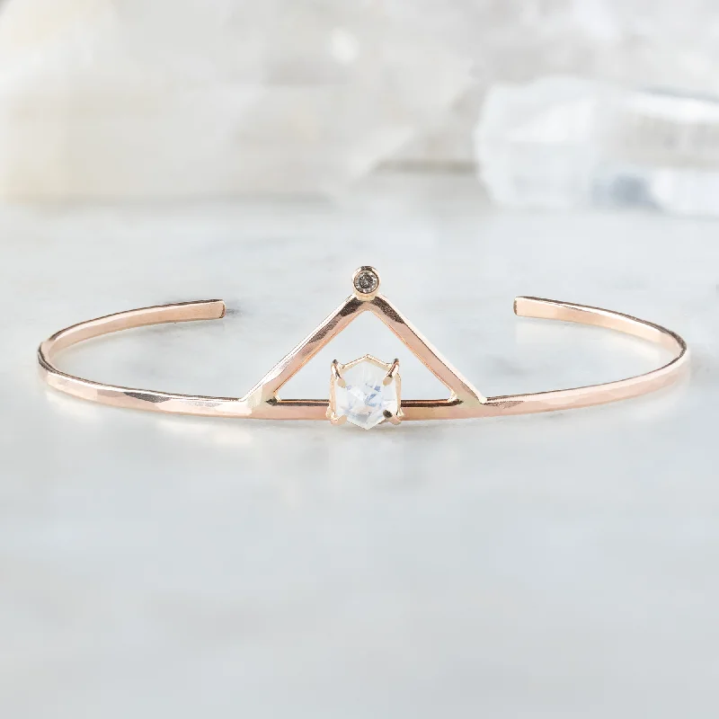 The Moonstone + Diamond Crown Bracelet | Rose Gold Filled