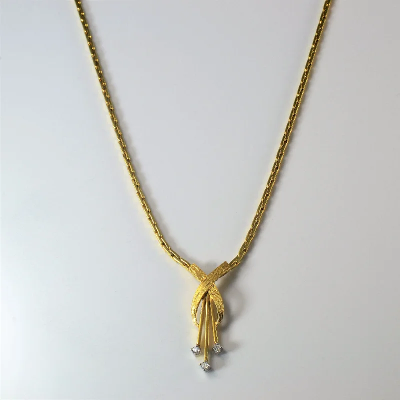 Three Stone Diamond Tassel Necklace | 0.075ctw | 17" |