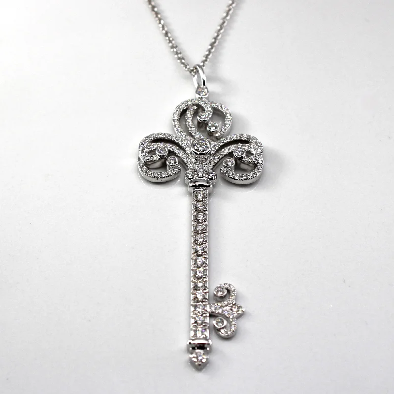 Personalized Jewelry Sale – Unique Pieces At Great Prices 'Tiffany & Co' Diamond Key Pendant Necklace | 1.06ctw | 23"| Personalized Jewelry Sale – Unique Pieces At Great Prices 'Tiffany & Co' Diamond Key Pendant Necklace | 1.06ctw | 23"|
