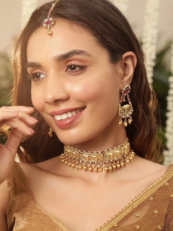 Premium Jewelry At Promotional Prices – Shine Today Timeless Glamour 22k Gold-Plated Choker set  Ensemble for Classic Style