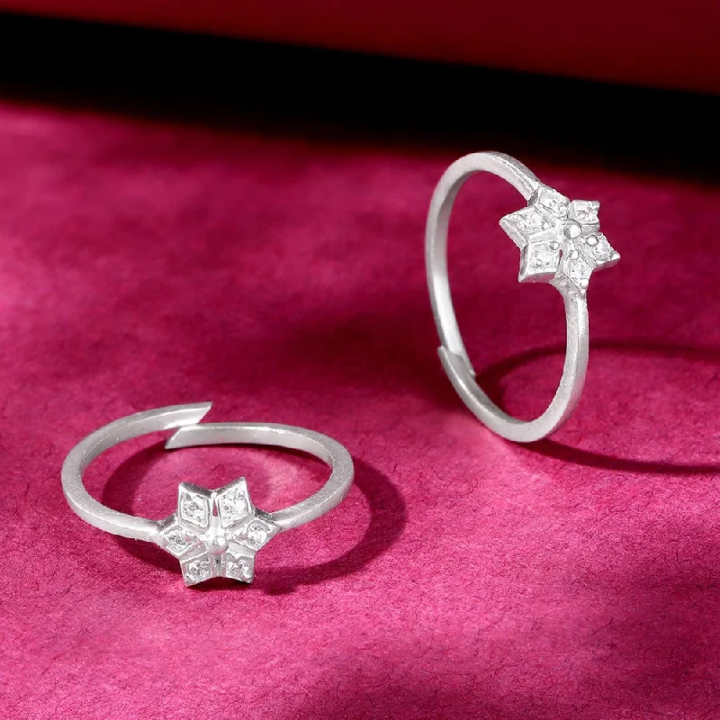 Premium Diamond Jewelry For Unforgettable Moments White Zircon Silver Toe ring