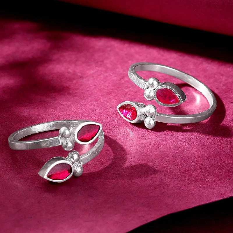 Limited-Stock Jewelry Clearance – Grab Your Favorites Now Silver 92.5 Toe ring With Red Stones