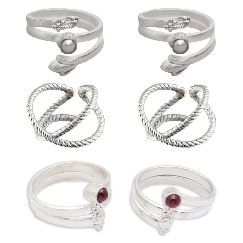 Huge Savings On Timeless Jewelry Collections Set Of Three Silver Toe Rings (2)