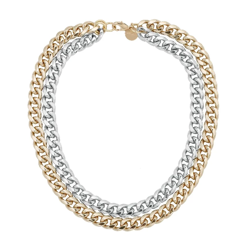 Unbeatable Offers On Luxury And Everyday Jewelry Two-Toned Double Curb Chain Necklace Unbeatable Offers On Luxury And Everyday Jewelry Two-Toned Double Curb Chain Necklace