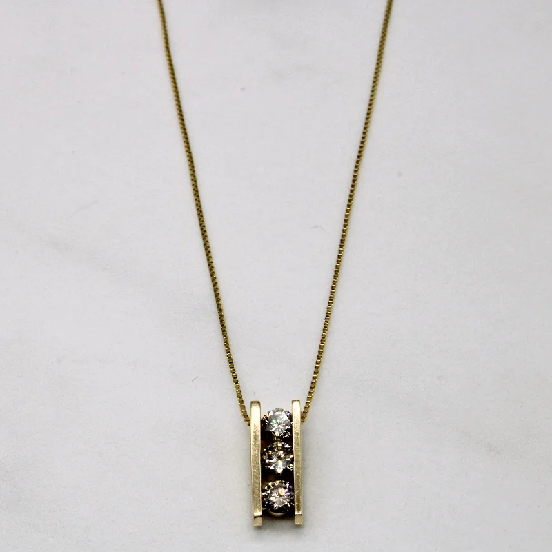 Vertical Set Diamond Three Stone Necklace | 0.63ctw | 18" |