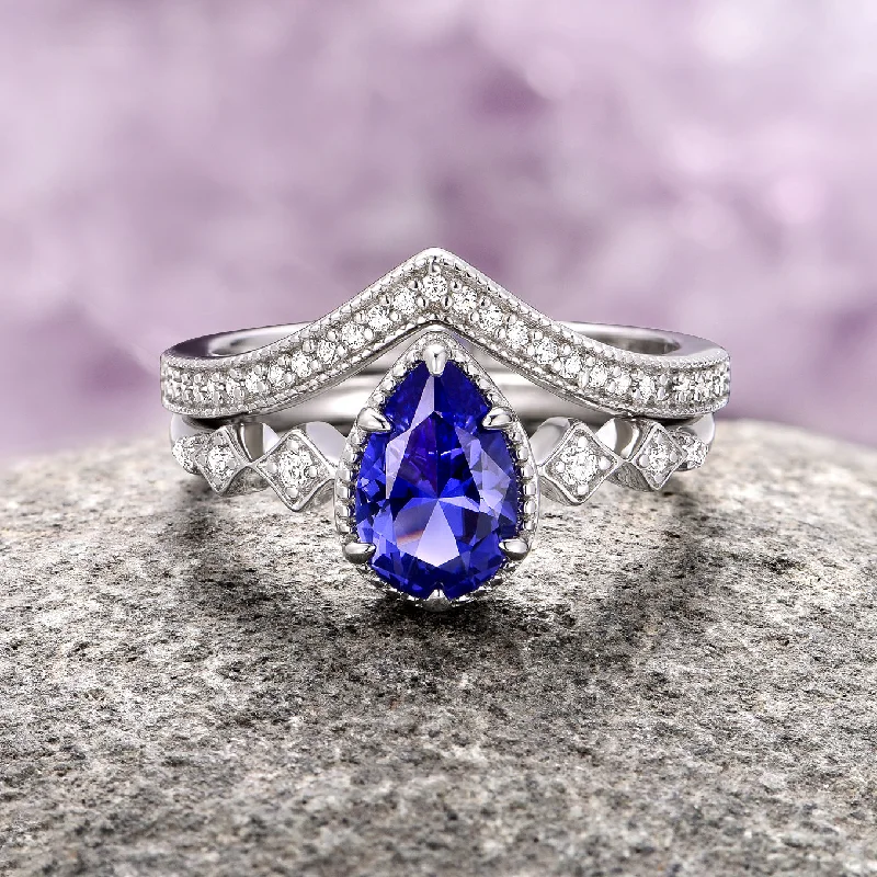 Grab Your Dream Jewelry At The Lowest Prices Vintage Tanzanite Ring Set- 14K White Gold Grab Your Dream Jewelry At The Lowest Prices Vintage Tanzanite Ring Set- 14K White Gold