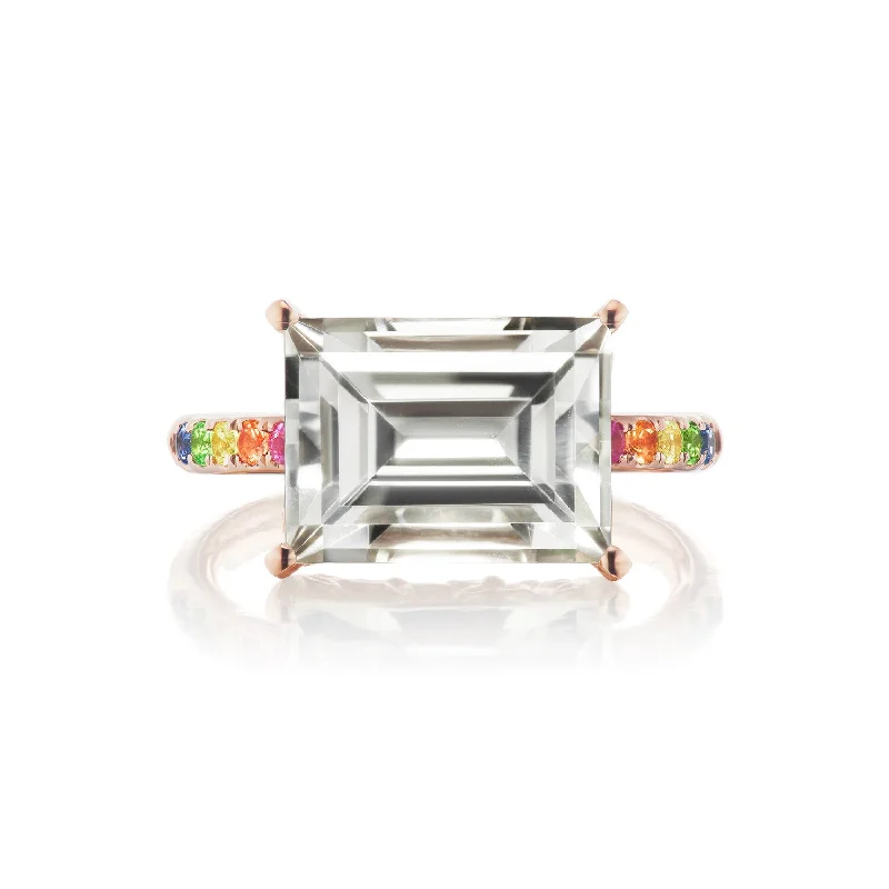 Shine In Style – Shop Jewelry Discounts Today Cirque White Topaz Baguette Solitaire with Rainbow Band Ring