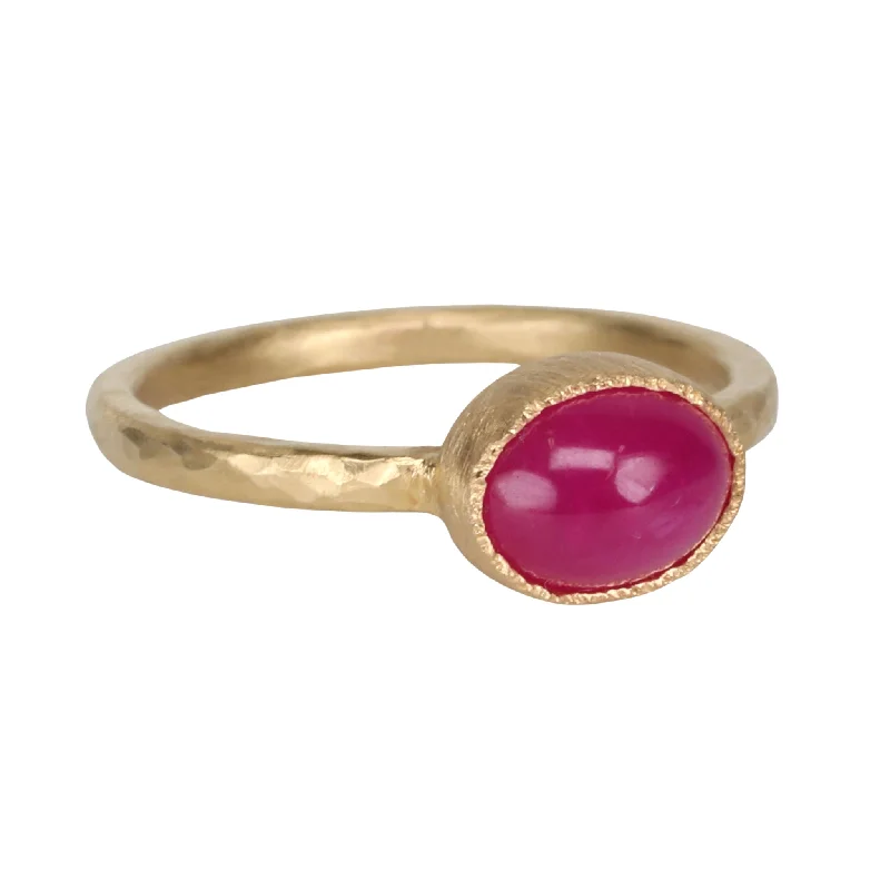 Affordable Glamour – Premium Jewelry For Less Cabochon Oval Bezel-Set Ruby Ring
