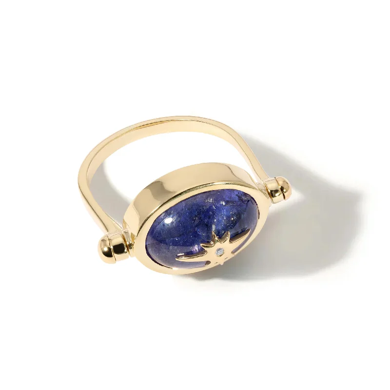 Huge Savings On Premium Jewelry Styles 10K Gold Spinning Tanzanite "Star" Ring with Diamond Huge Savings On Premium Jewelry Styles 10K Gold Spinning Tanzanite "Star" Ring with Diamond